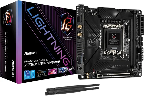 ASRock Z790I PG LIGHTNING WIFI Bundkort - Intel Z790 - Intel LGA1700 socket - DDR5 RAM - Mini-ITX