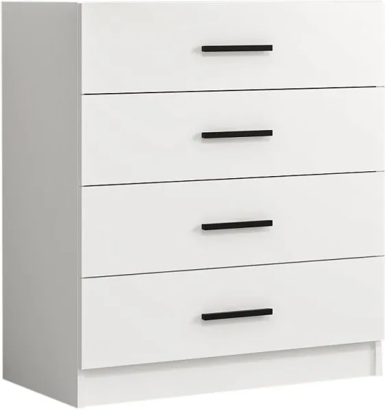 FUNZI LIVING kommode, m. 4 skuffer - hvid melamin